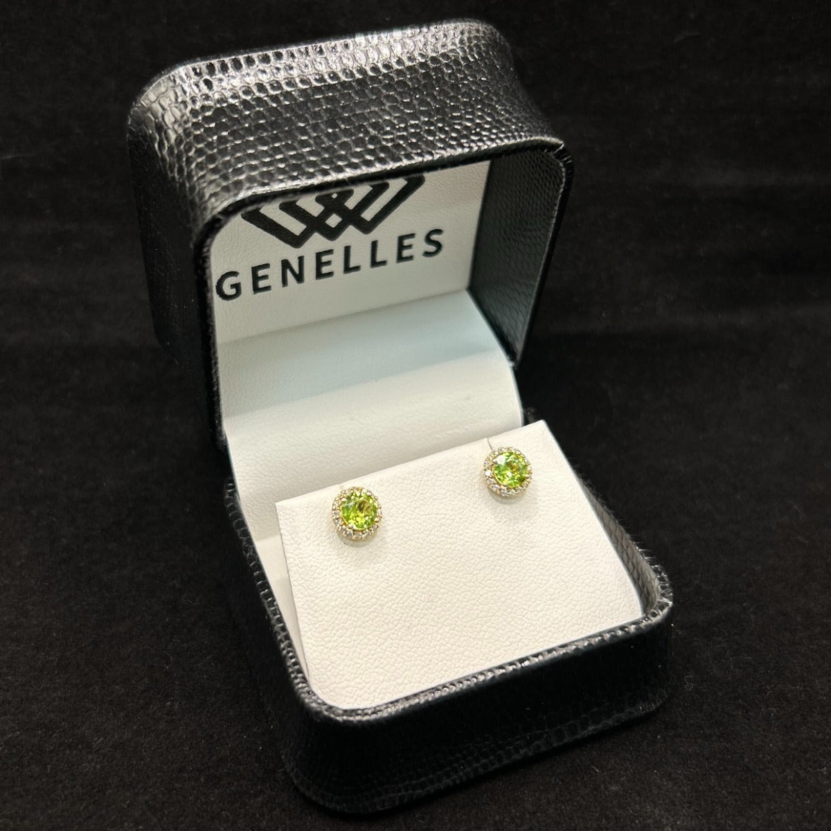 7607101AU2PER 10K Yellow Gold .16CTTW Diamonds & 1CTTW Peridot Birthstone Earrings