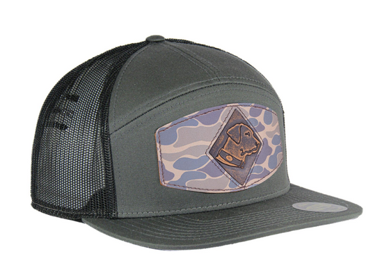 Lab Old School Camo Brown Leather Patch Hat - Charcoal & Black