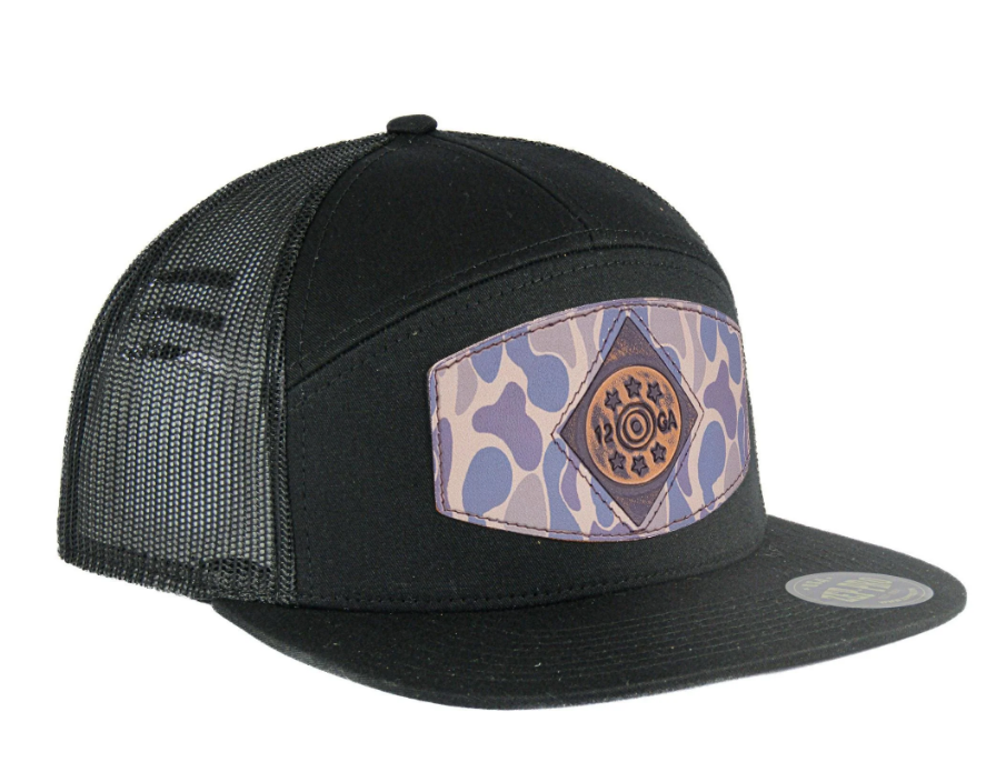 Shot Shell Old School Camo Brown Leather Patch - Black