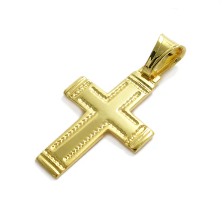 Sterling Silver Gold Vermeil Plated Rope Edged Cross Pendant