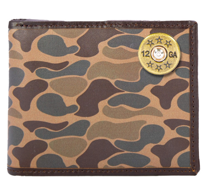 Shot Shell Men's Bifold Old School Camo Wallet - Brown