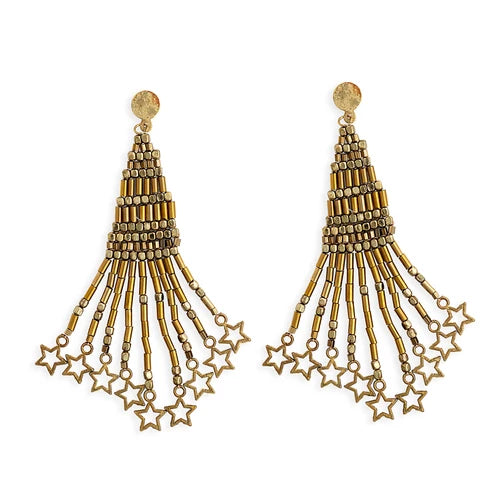 S-10019 Myra Star Radiance Gold Tone Earrings 0