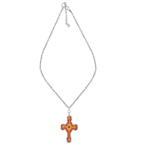 S-11017 Myra Flames of Faith Beaded Cross Necklace 0