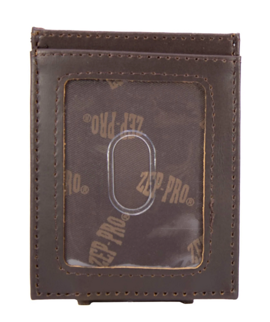 Buck Men's Magnetic Front Pocket Old School Camo Leather Wallet - Brown