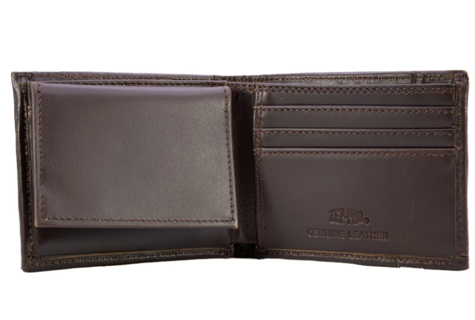 Shot Shell Men's Bifold Old School Camo Leather Wallet - Green