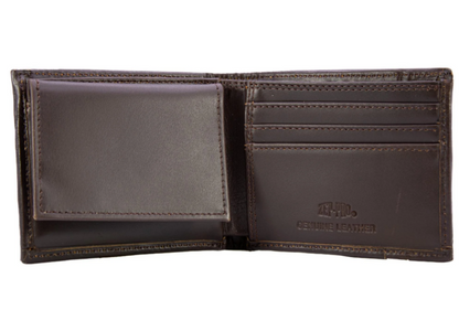 Shot Shell Men's Bifold Old School Camo Leather Wallet - Green