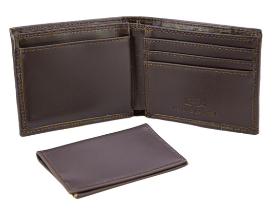 Buck Men's Bifold Old School Camo Leather Wallet - Brown