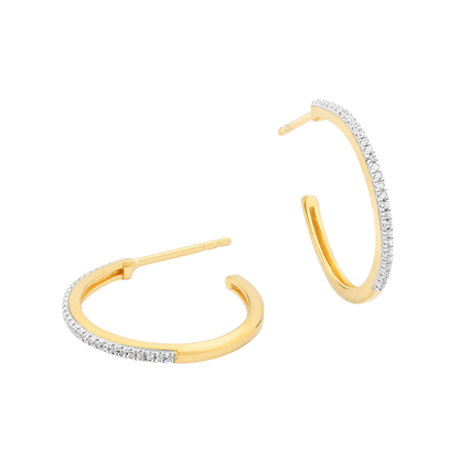 Ella Stein Sterling Silver Gold Plated .12CTTW Diamond Small Hoop Earring