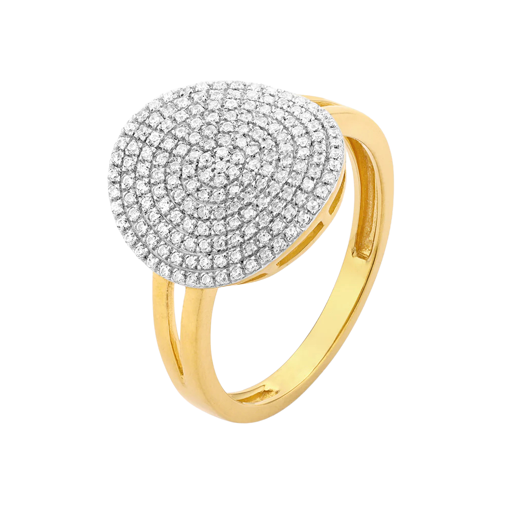 Ella Stein Sterling Silver Gold Plated Right Round .24CTTW Diamond Statement Ring