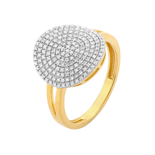Ella Stein Sterling Silver Gold Plated Right Round .24CTTW Diamond Statement Ring