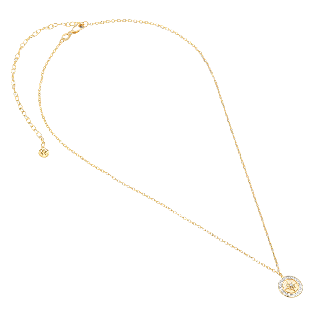 Ella Stein Sterling Silver Gold Plated .05CTTW Diamond Compass Necklace