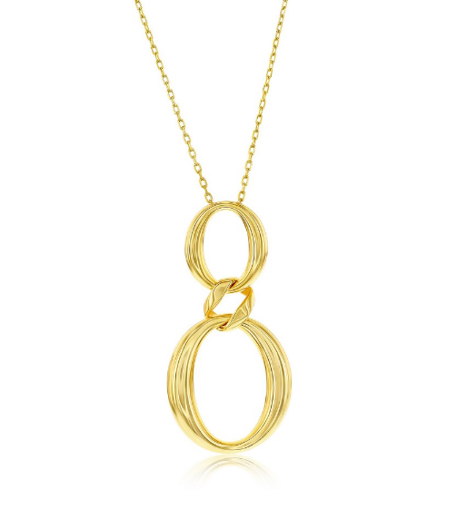 Sterling Silver Gold Plated Double Oval Necklace