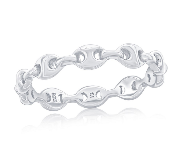 Sterling Silver Linked Marina Band Ring
