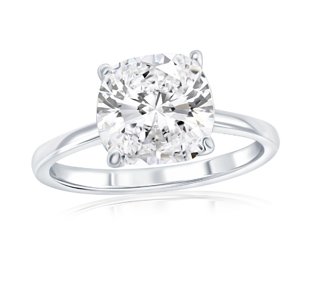 Sterling Silver 9mm Square Solitaire Cubic Zirconia Ring