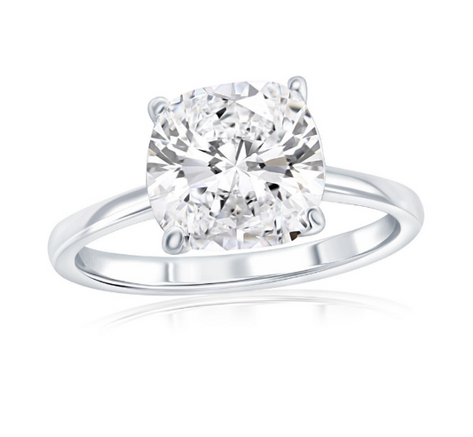 Sterling Silver 9mm Square Solitaire Cubic Zirconia Ring