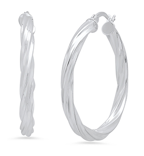 Sterling Silver 35mm Twisted Hoop Earrings