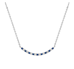Sterling Silver Created Blue Sapphire & Cubic Zirconia Necklace