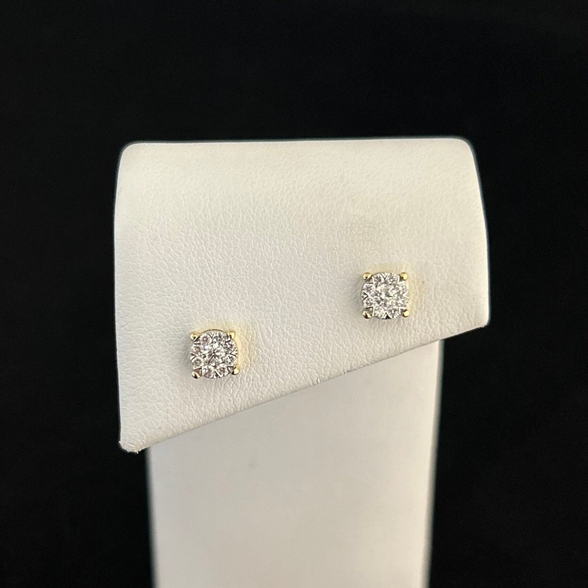 10K Yellow Gold .27CTTW Cluster Diamond Earrings