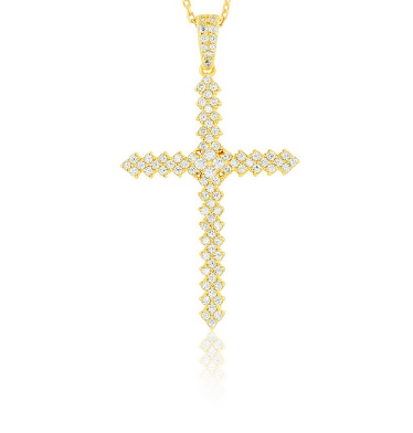 Sterling Silver Gold Plated Multi Cubic Zirconia Pendant