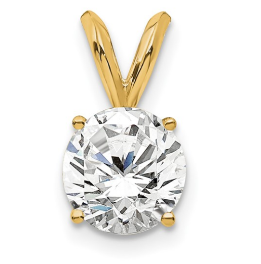 14K Yellow Gold 3/4CTTW Lab Grown Diamond VS Round Solitaire Pendant