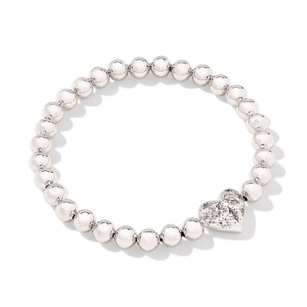 Kendra Scott Holland Heart Bracelet in Silver White Crystal