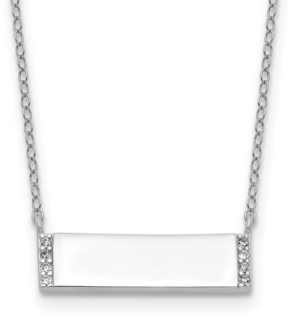 Sterling Silver Cubic Zirconia Bar Necklace - 18"