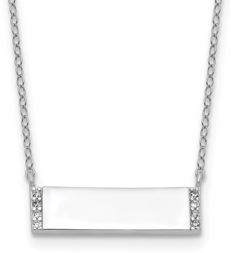 Sterling Silver Cubic Zirconia Bar Necklace - 18"