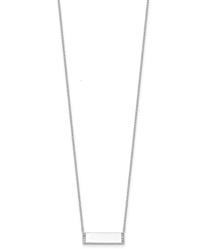 Sterling Silver Cubic Zirconia Bar Necklace - 18"