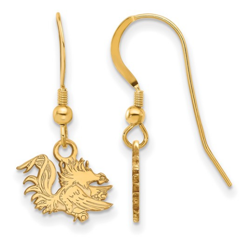 Sterling Silver Gold Plated University of South Carolina Extra Small Earrings