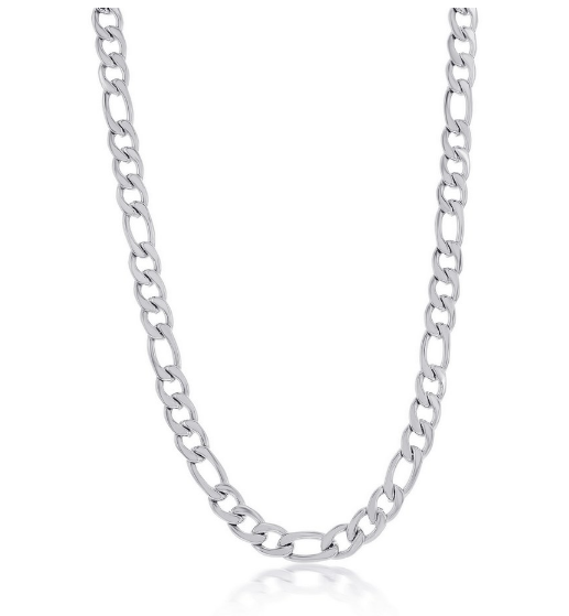 Stainless Steel 7mm Figaro Chain Necklace - 24"