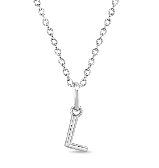 Sterling Silver Tiny Initial Letter Necklace - L