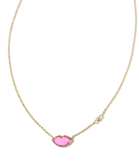 Kendra Scott Lips Necklace in Hot Pink Mother Of Pearl