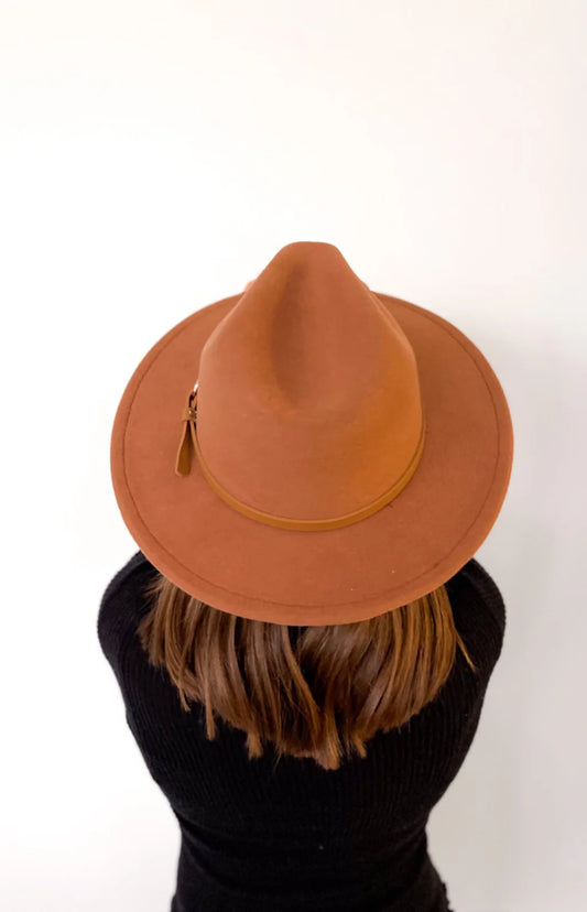 HAT2662-TN Jen & Co Leanna Metal Buckle Fedora Hat