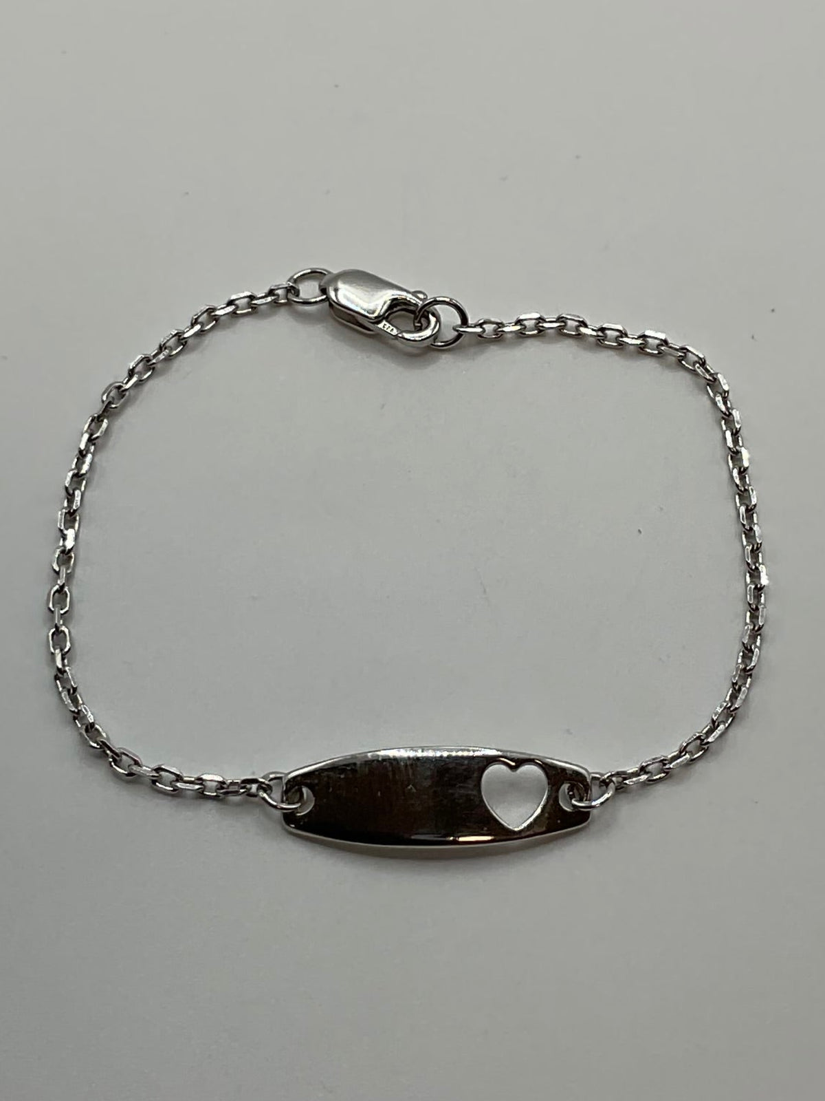 SS-02-00021 In Season Sterling Sterling Silver 5in Cutout ID Heart Bracelet 0