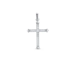 Sterling Silver Diamond Cut Fleur Cross Pendant