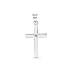 Sterling Silver One Cubic Zirconia Cross Pendant