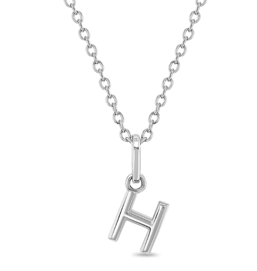 Sterling Silver Children's Initial Necklace - Letter H