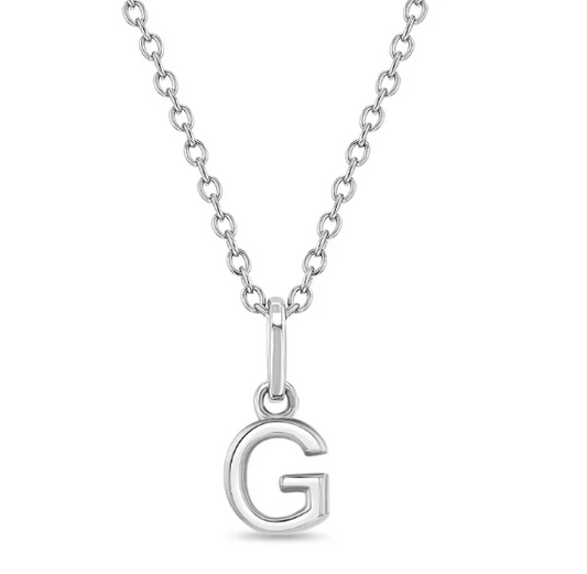 Sterling Silver Tiny Initial Letter Necklace - G