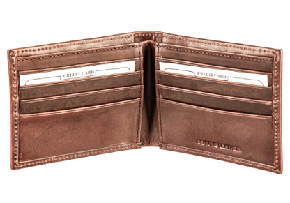 Clemson University Bi-Fold Brown Leather Wallet