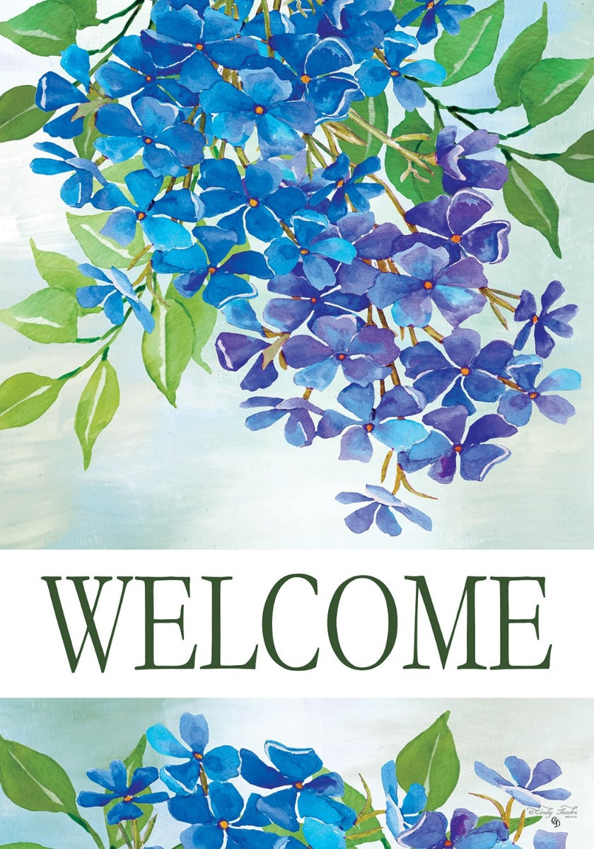 Hydrangeas Welcome House Flag