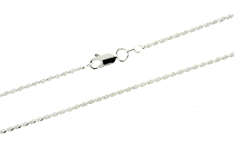 Sterling Silver 1mm Diamond Cut Rope Chain - 16"