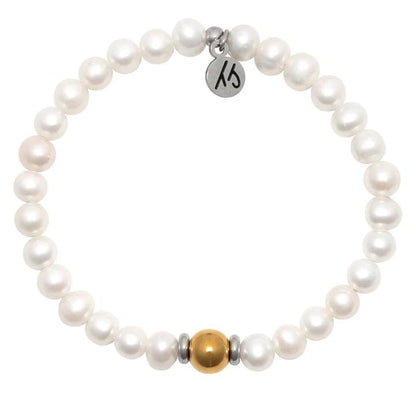 The Cape Bracelet - Pearl with Gold Ball Beaded Bracelet