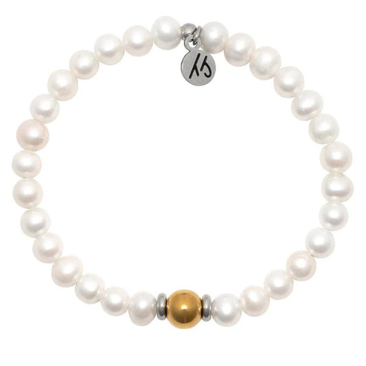 The Cape Bracelet - Pearl with Gold Ball Beaded Bracelet