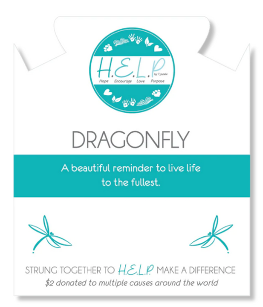 Dragonfly Charm with Baby Blue Quartz Charity Beaded Bracelet