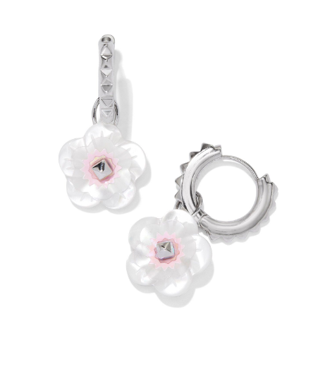 Kendra Scott Deliah Huggie Earrings in Silver Pink Mix