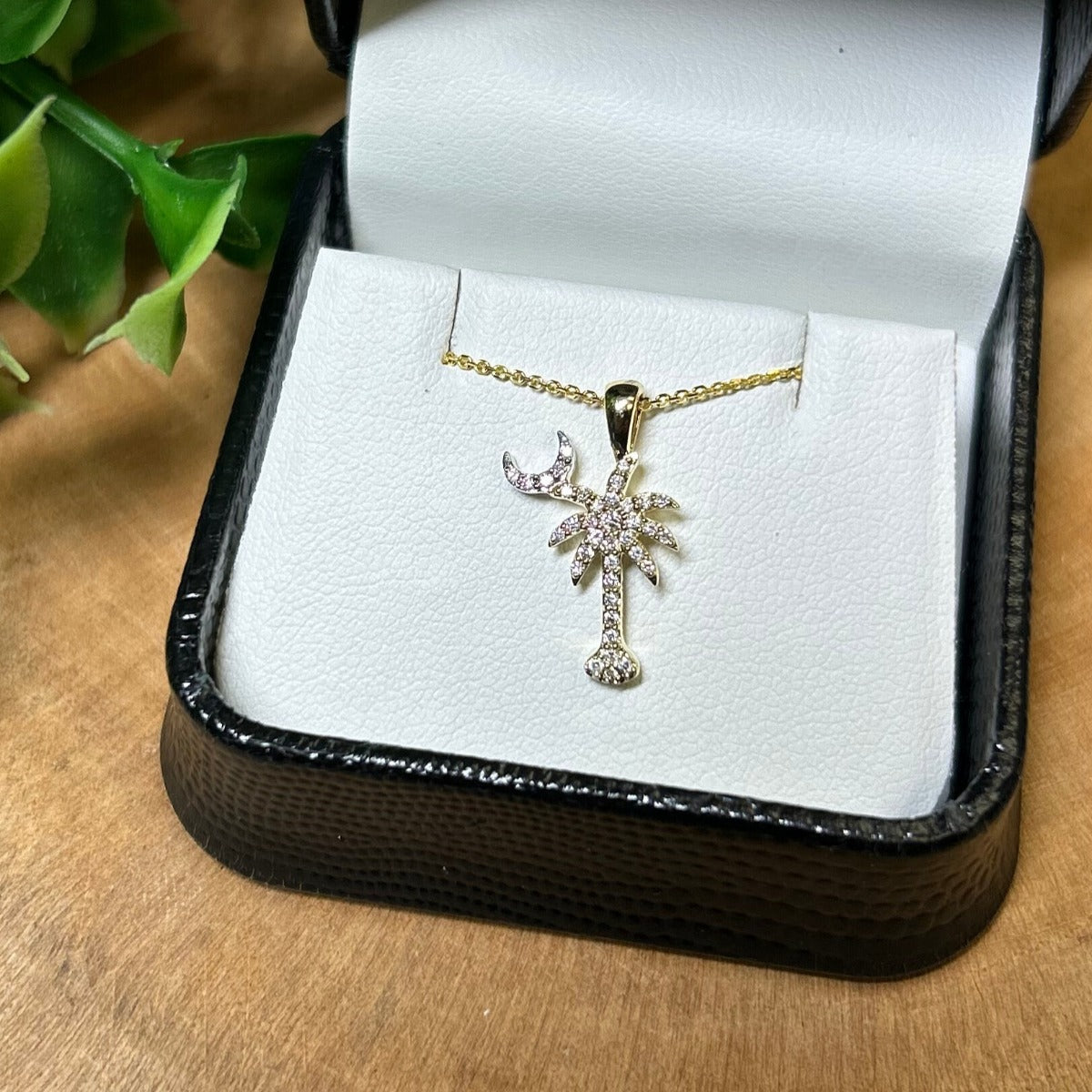 14K Two-Tone .15CTTW Palmetto Tree Pendant