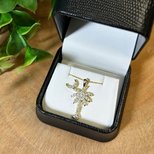 14K Yellow Gold .50CTTW Palmetto Tree Pendant