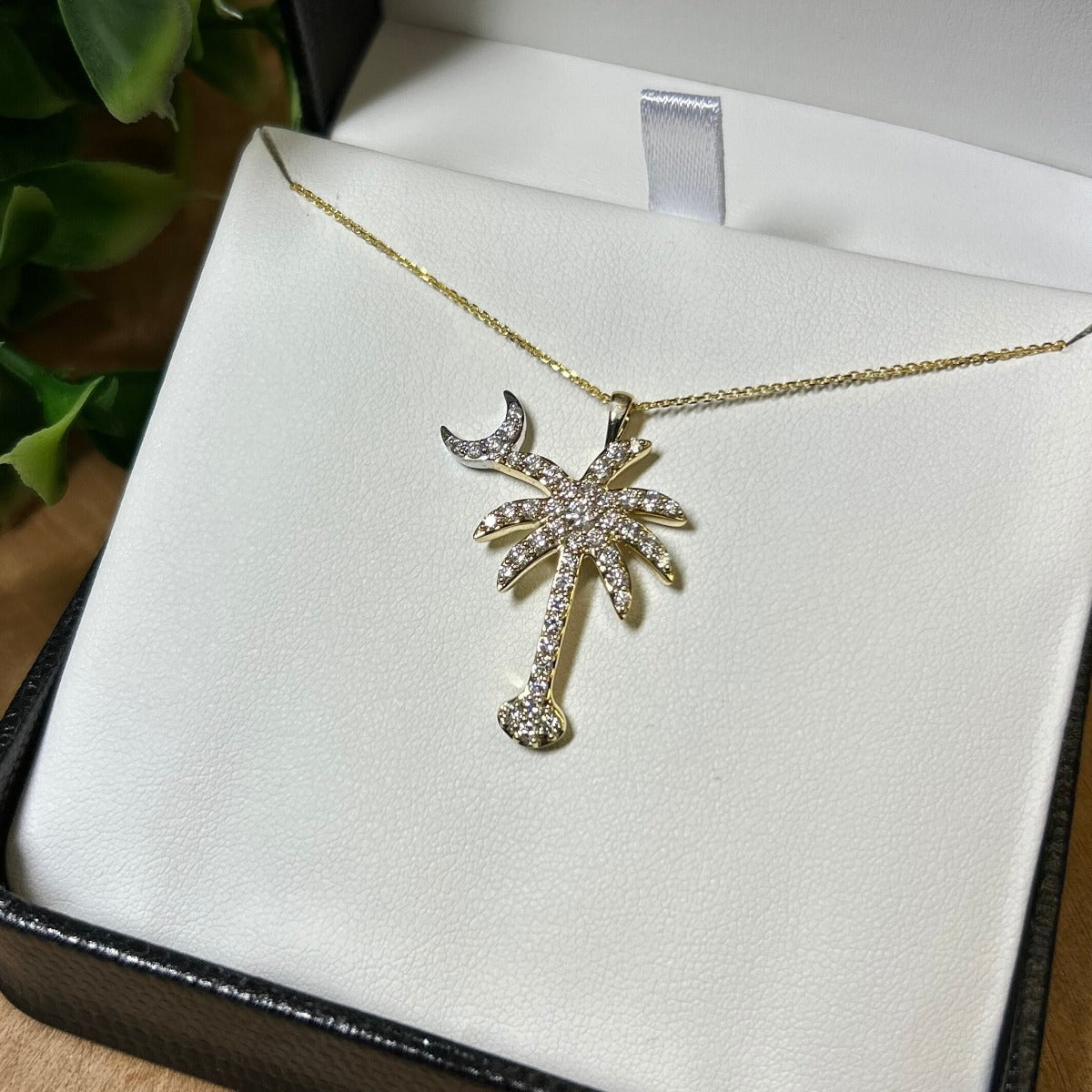 14K Two-Tone 1CTTW Palmetto Tree Pendant