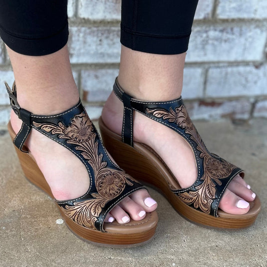 Talitha Hand-Tooled Wedge Shoe