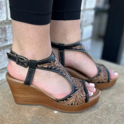 Talitha Hand-Tooled Wedge Shoe